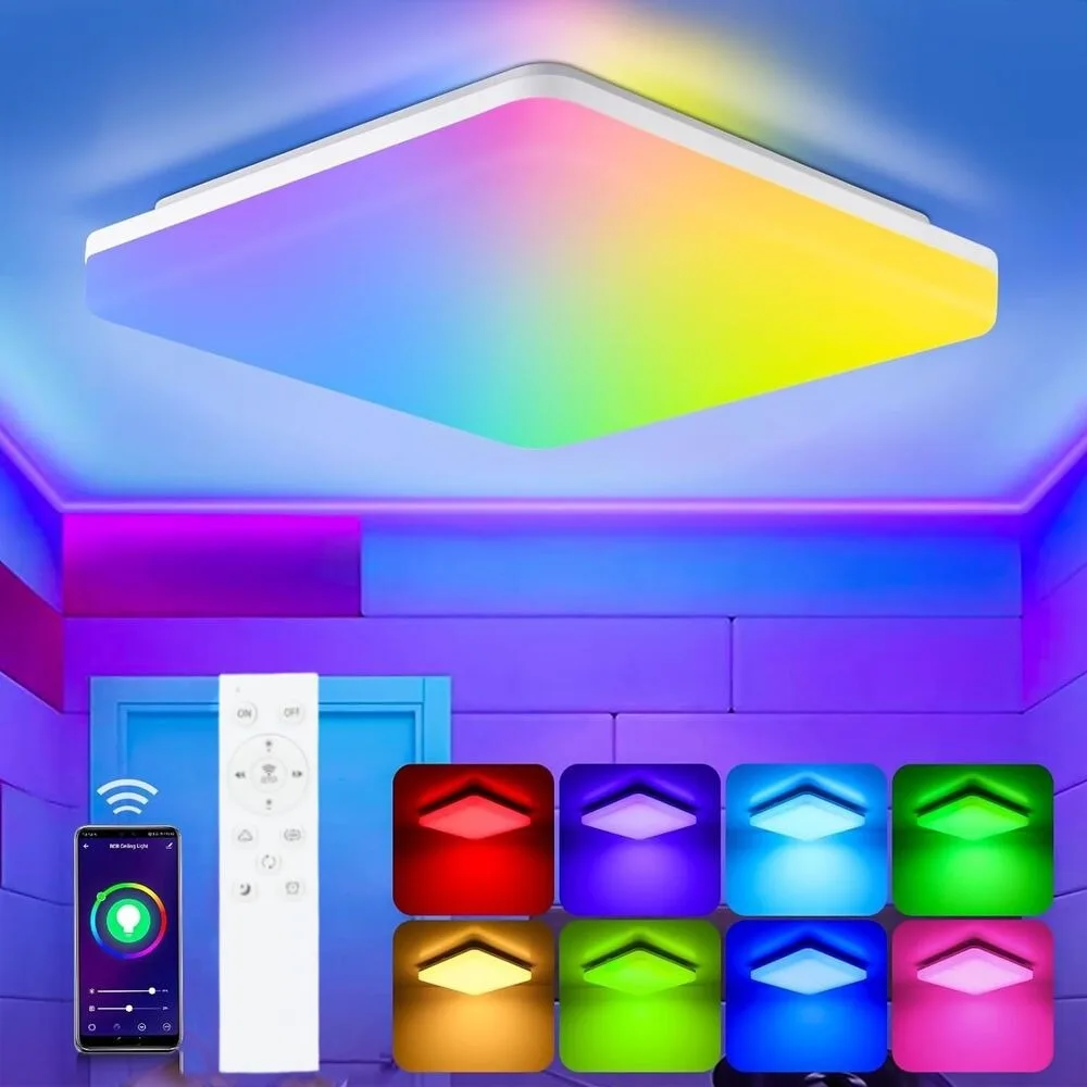 RGB LED Chandelier with Remote control 36W Dimmable Modern Ceiling Lamp Living Room Decoration