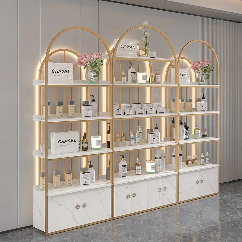 Cosmetics Display Cabinet Beauty Salon Nail Shop Skin Care Haircut Product Sample Display Rack Multi-layer Shelf