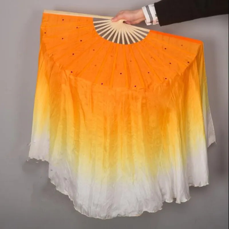 Orange Silk Veil 100% Real Silk Bellydance Costume Accessory Dancer Practice Props Extra Long Double Sided Light Weight Flowy