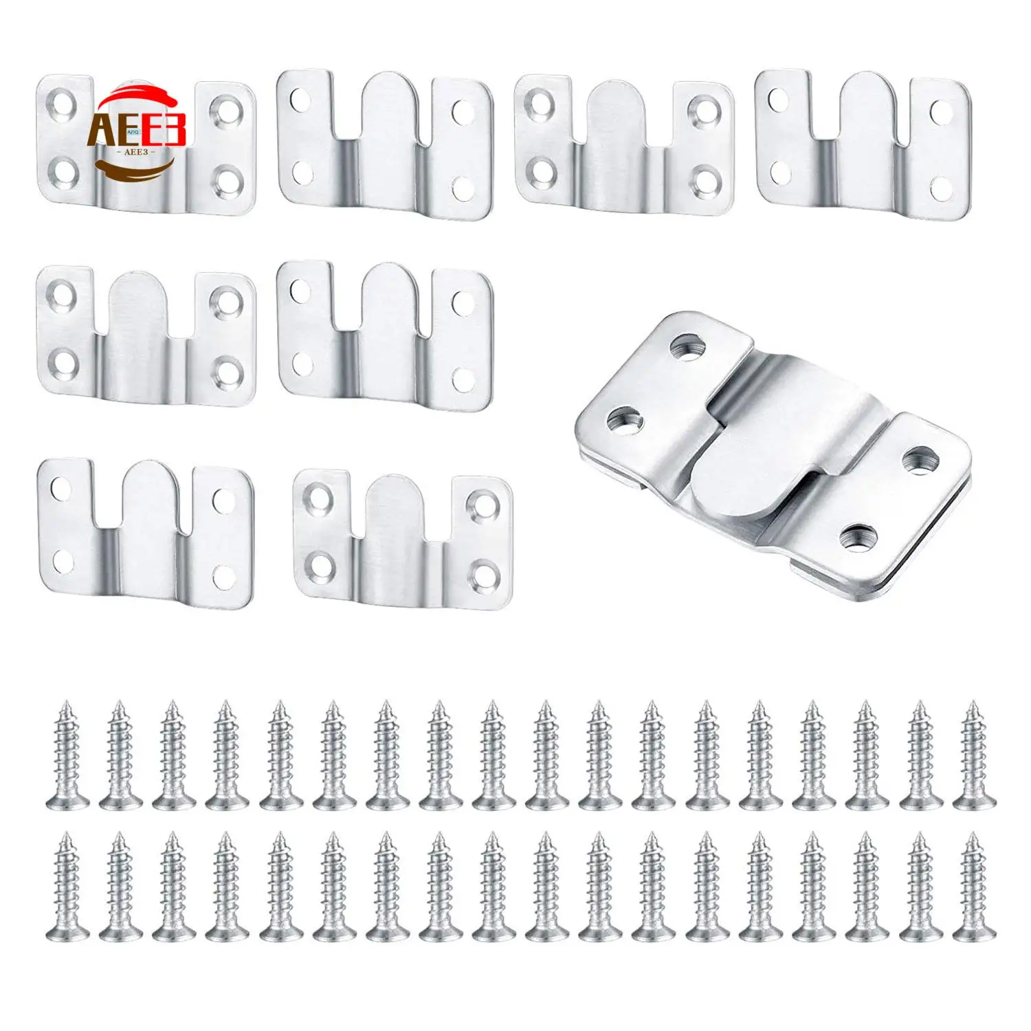 AEE3-10 Pcs Flush Mount Bracket Interlocking Hang Furniture Connector Stainless Steel Wall Mount Picture Frame Brackets