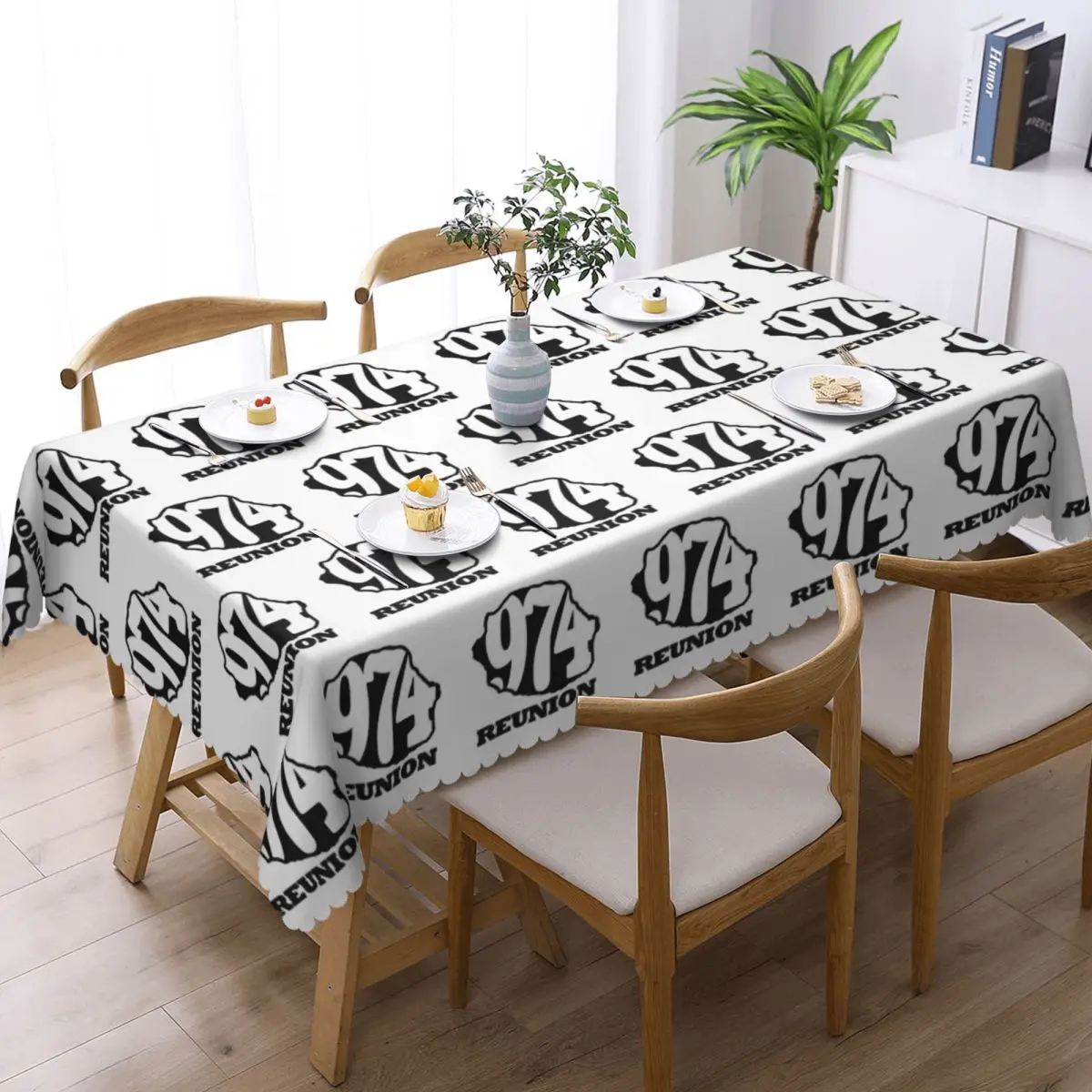 974 Reunion Island Flag Custom Rectangular Tablecloth Oilproof Table Cover for Dining Events Table Cloth