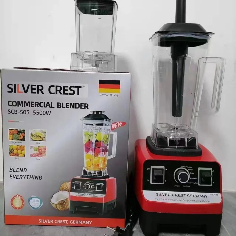 Misturador comercial resistente Smoothie Juicer Liquidificador Processador de alimentos Liquidificador Fabricante de suco de alta potência 5500W 2 em 1