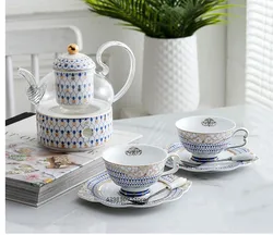 European bone china coffee cup mug saucer high quality ceramic glass teapot english afternoon tea set plate / cafe drinking set