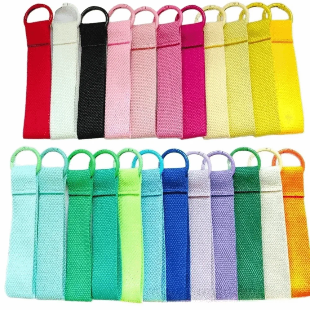 Label Key Tag Dopamine Keychain DIY 15x3.2cm Floating Weave Pendant Webbing Blank Canvas Strap Backpack Accessory
