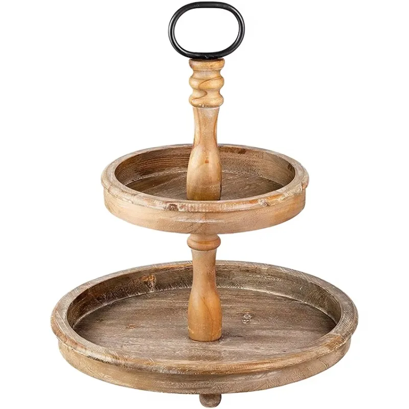 

Handmade Country Farmhouse Layered Tray with Round Storage Vintage Layered Stand, Decorated with Layered Tray