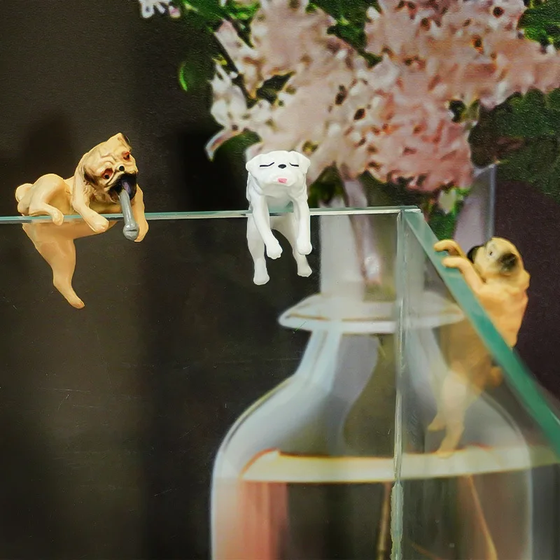 Creative Dog Ornaments for Aquarium PVC Kawaii Cartoon Dogs Climbing Dogs Pendant Fish Tank Wall Landscaping Decoration