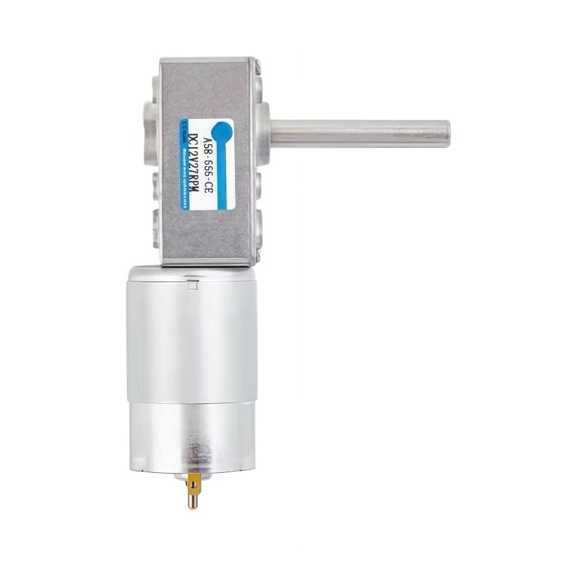 A58-555 Worm Gear DC Speed Reducer Motor, Long Shaft, Power-off Self-Lock, Adjustable Speed Motor