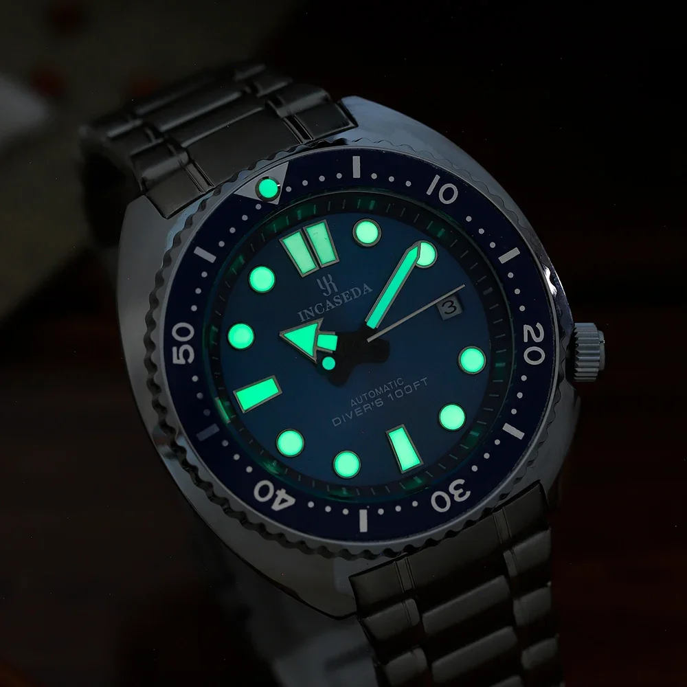 INCASEDA-relojes de movimiento automático para hombre, pulsera de acero inoxidable con panel de cristal superbrillante, mecánica, a la moda