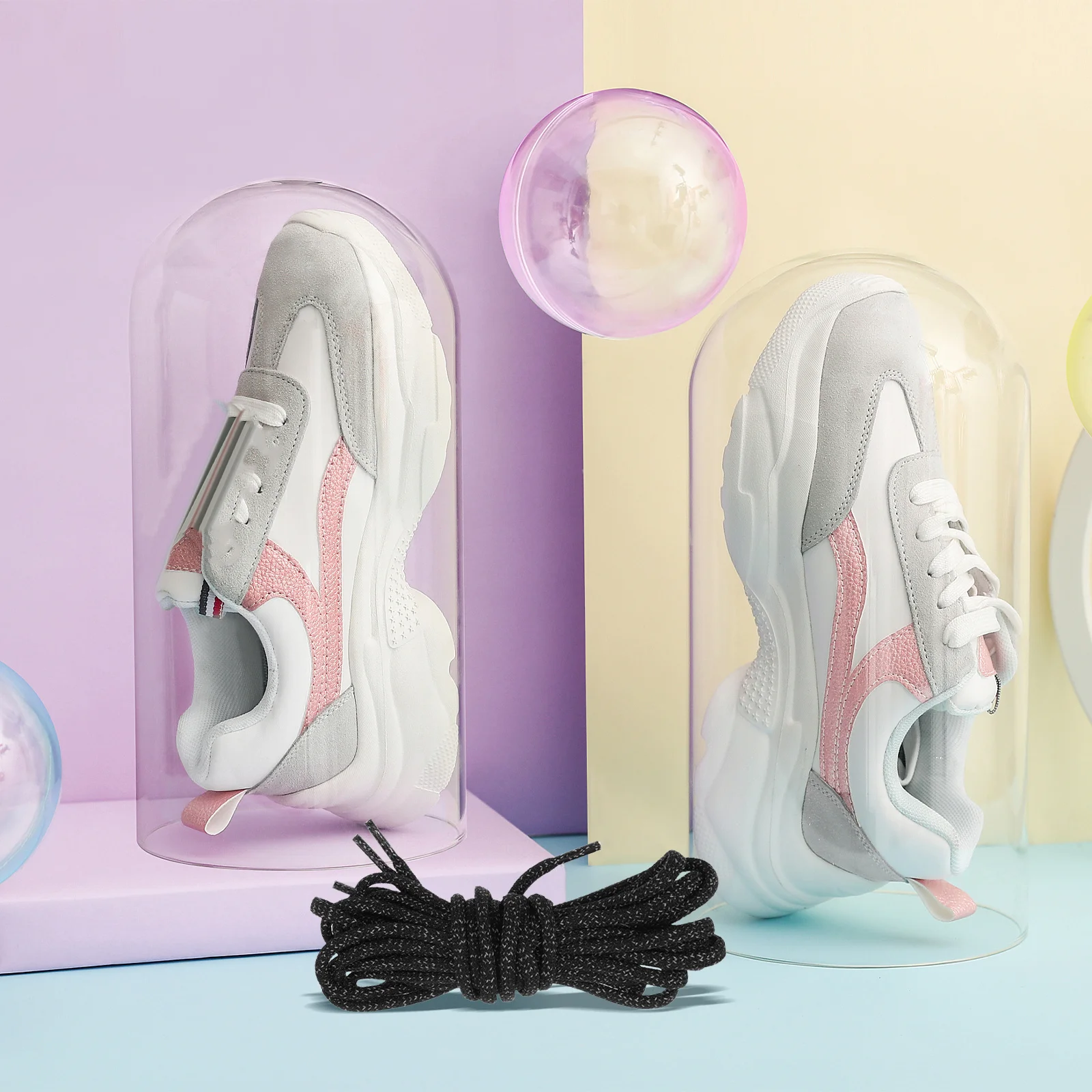 

2Pair Reflective Shoe Laces Flat Glow in The Dark Replacement Laces for Athletic Sneakers Running Dad Shoes Night Safety