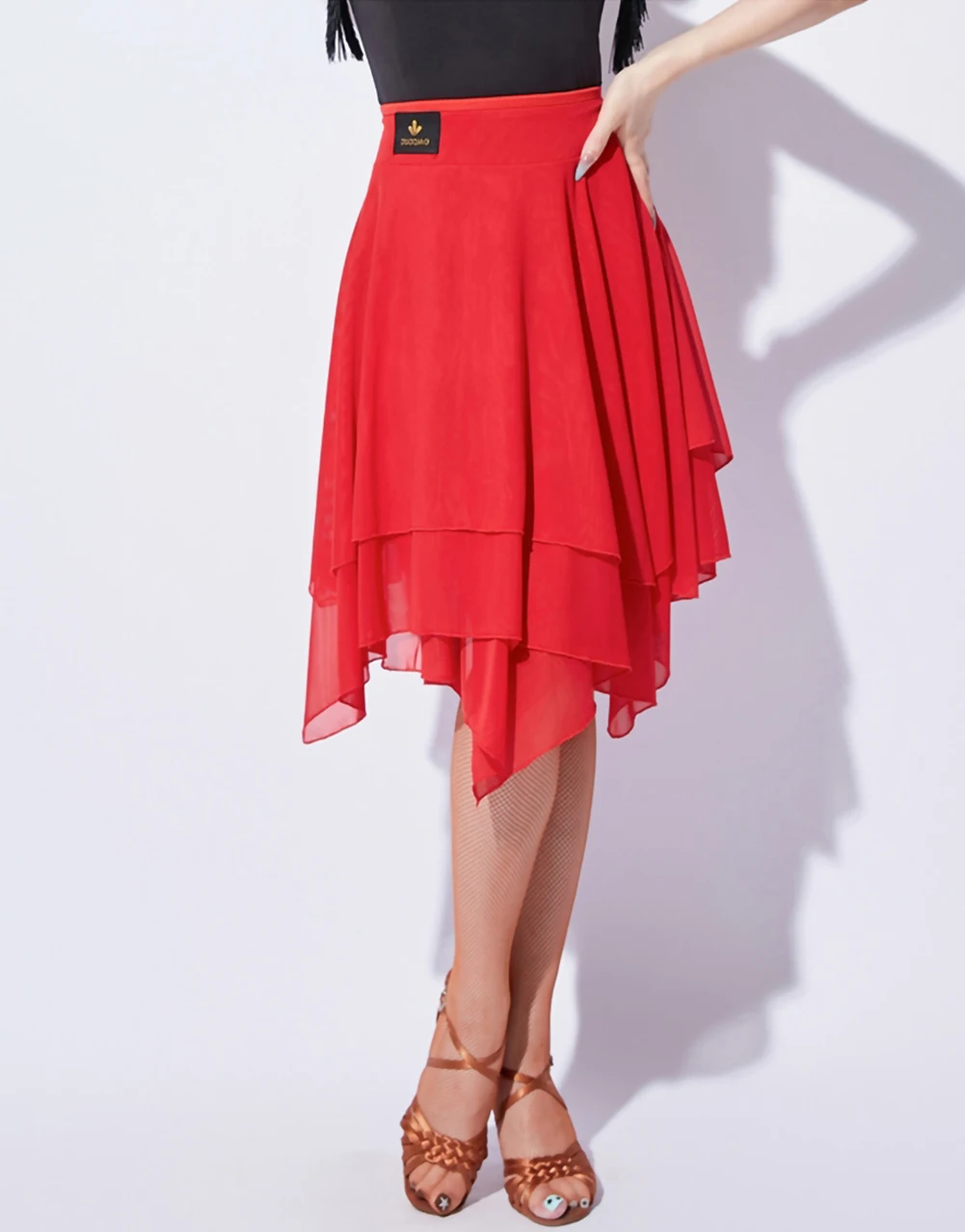 New Latin Dance Red Competition Clothing Black Dance Clothing Women's Butt Scarf Purple Irregular Lace Skirt Samba