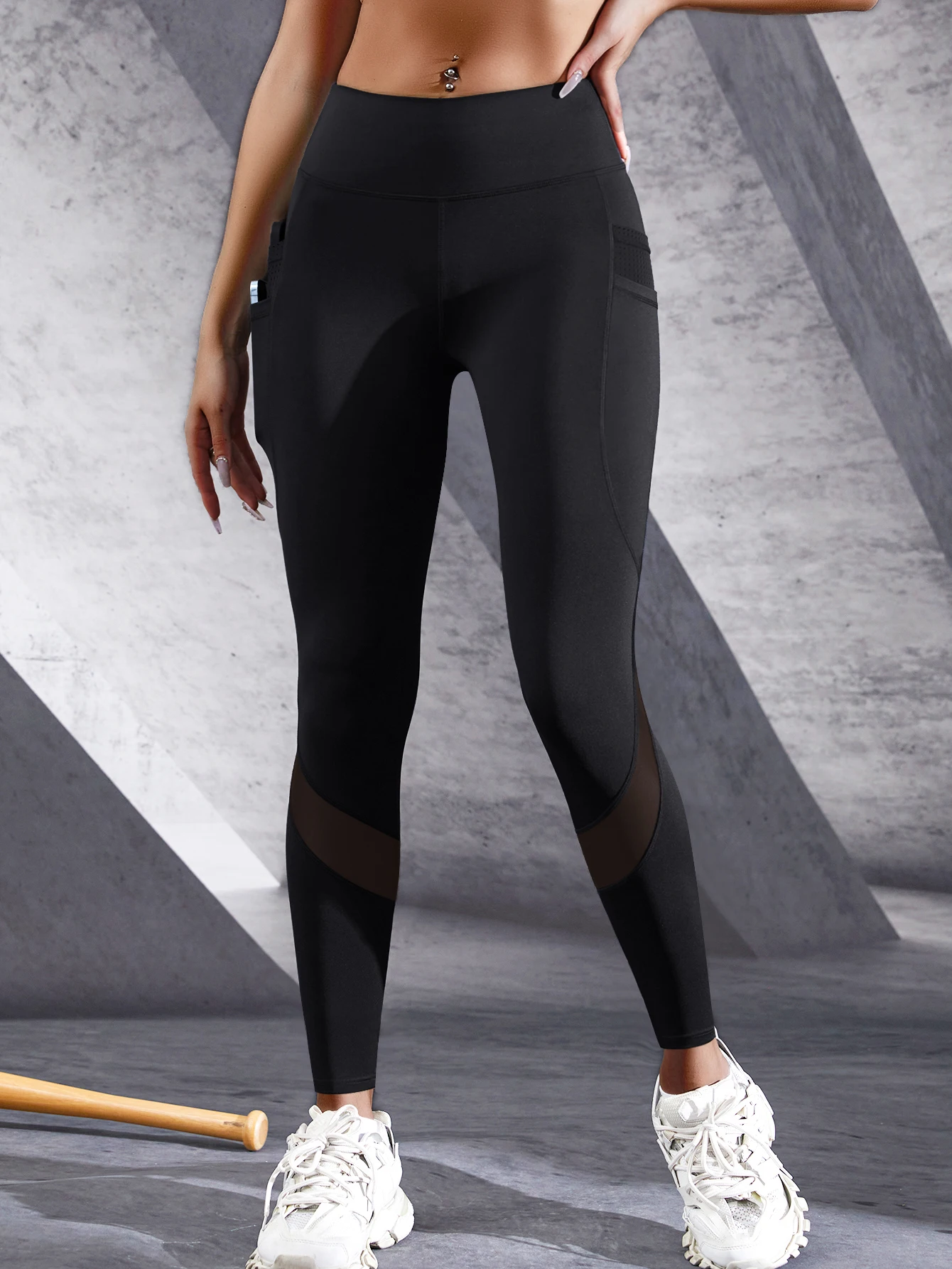 

Women's fitness and sports tight-fitting pants, high-waisted hip-lifting yoga pants, double-pocket leggings