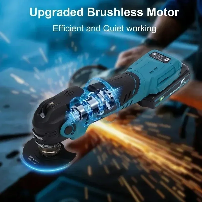 Brushless Multi Function Tool, Cordless Electric Saw with Trimmer Shovel Cutting,  Woodworking DIY Home Renovation Power Tool