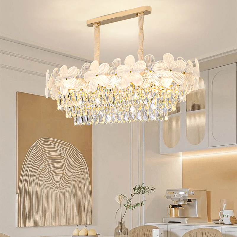Small Flower Crystal Chandelier Ceiling  Ceiling Home Modernlight Fixture Suspension Bedroom Chandelier Led Light Hanging Lamps