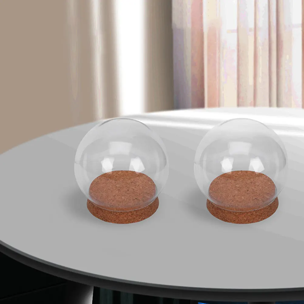2Sets Clear Glass Dome with Stable Flat Base for Preserved Flowers Micro Landscape Desktop Decor Creative Eternal Flower Cover