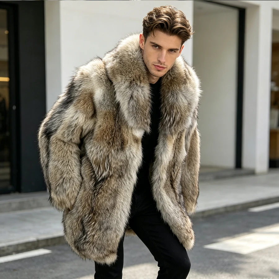 Real Fur Coat For Men Coyote Fur Coat Natural Wolf Fur Coats New Fashion Mens Clothing