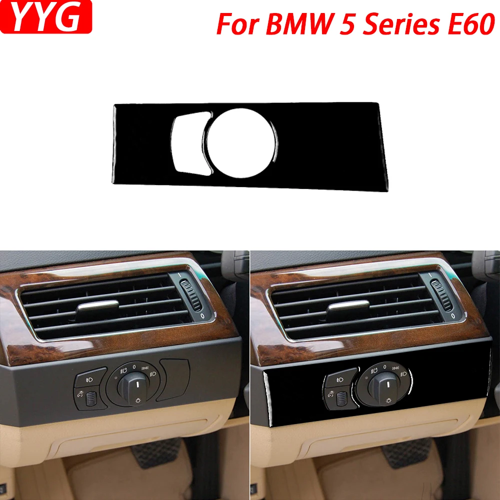 

For BMW 5 Series E60 2004-2010 Car Accessories Headlight Switch Panel Trim Cover Interior Sticker Modification Glossy Black