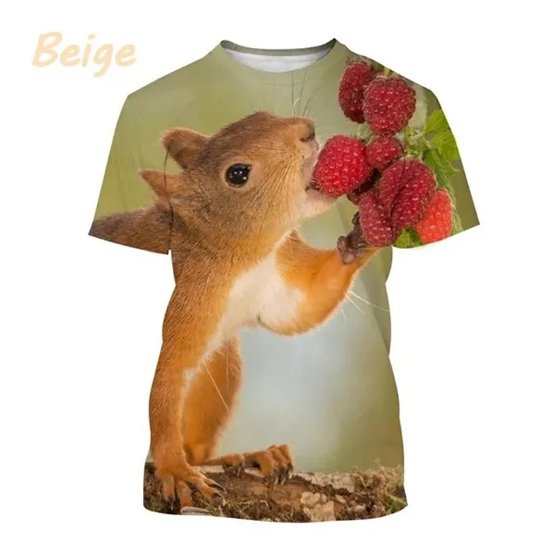 New Fashion Squirrel 3D Printing T Shirt Men Women Cute Animal Squirrel Pattern Casual Streetwear Cool Short-sleeved Tops Tees