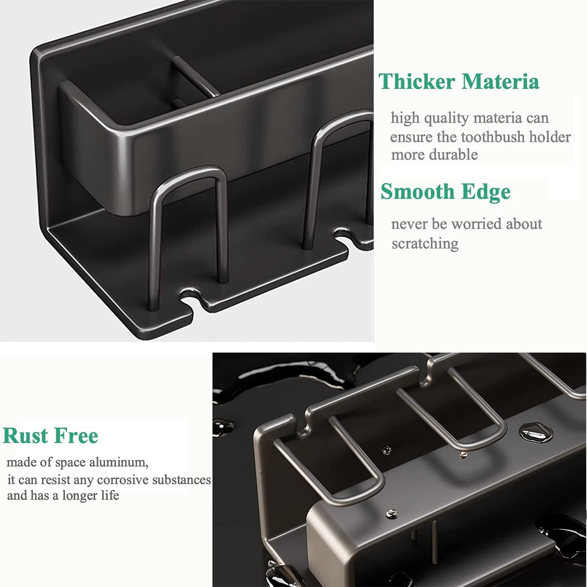 Toothbrush Holder Space Aluminum Wall Mounted Toothpaste Storage Rack Space Saving No Punching Bathroom Accessories Set