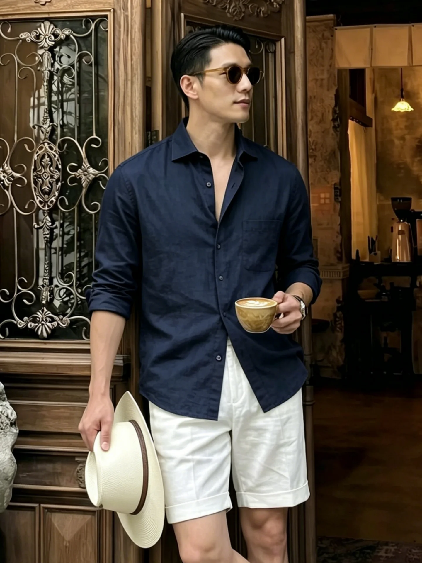 Lightweight Breathable Men's Linen Shirt Loose Fit Long Sleeve Summer Cool Feeling Sun Protection Outerwear CleanFit Style
