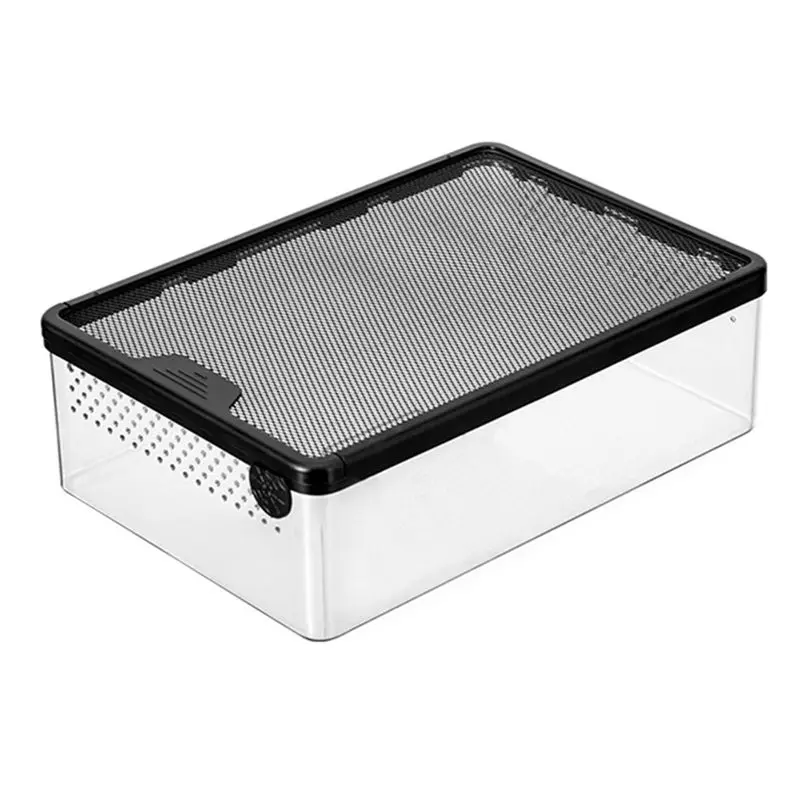 AEE4-Transparent Reptile Feeding Box Amphibian Insect Reptile Breeding Box Ventilation Hatching Container Reptile Breedingbox