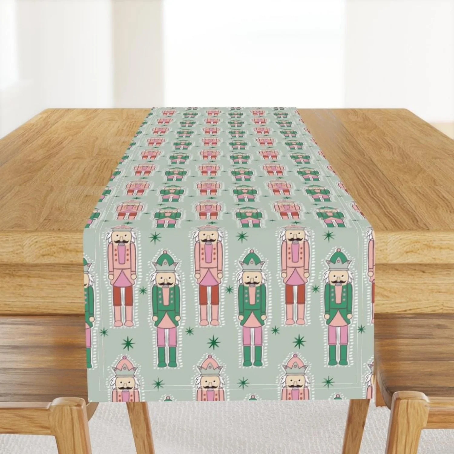 Red Green Christmas Nutcracker Luxe Table Runner Wrinkle-Resistant & Durable,Festive Christmas Party