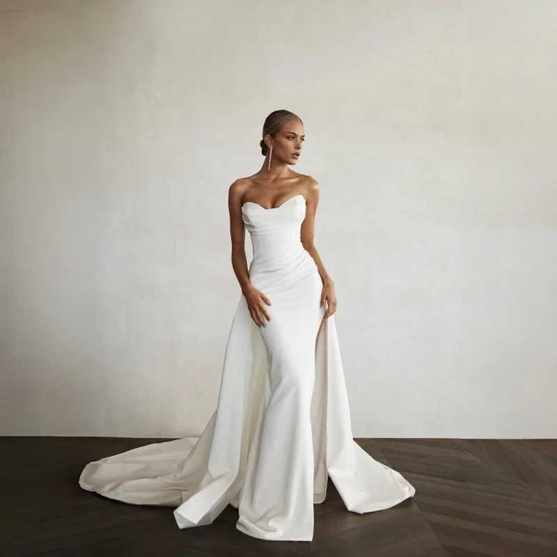 

Modern Mermaid Front Slit Bridal Gowns Sweep Train Wedding Gowns Sweetheart Bridal Dresses 2026 Boho Women Wedding Dress