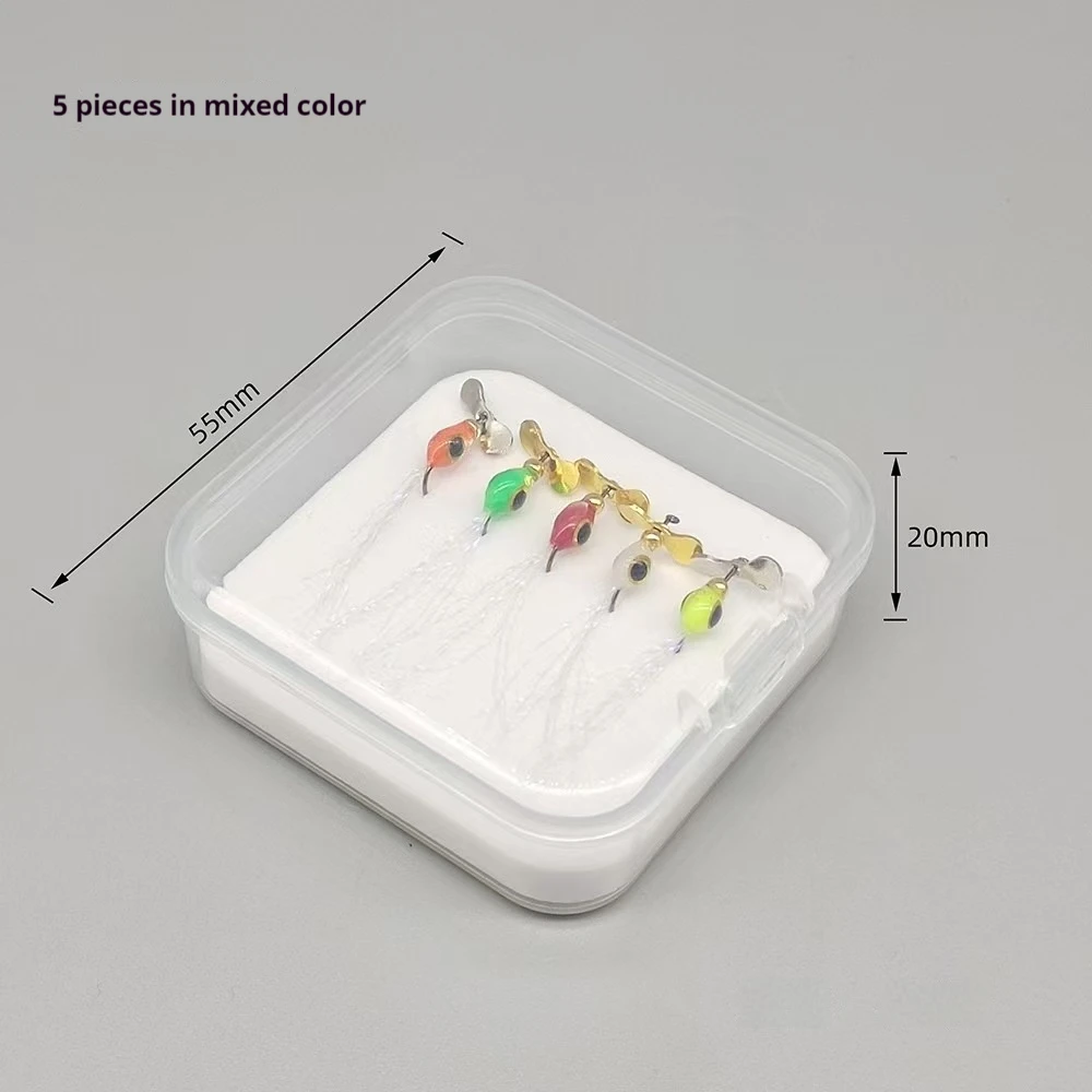 5PCS Propeller glitter fly bait Spinning metal turntable fish bait fly bait insect bait trout bass bait