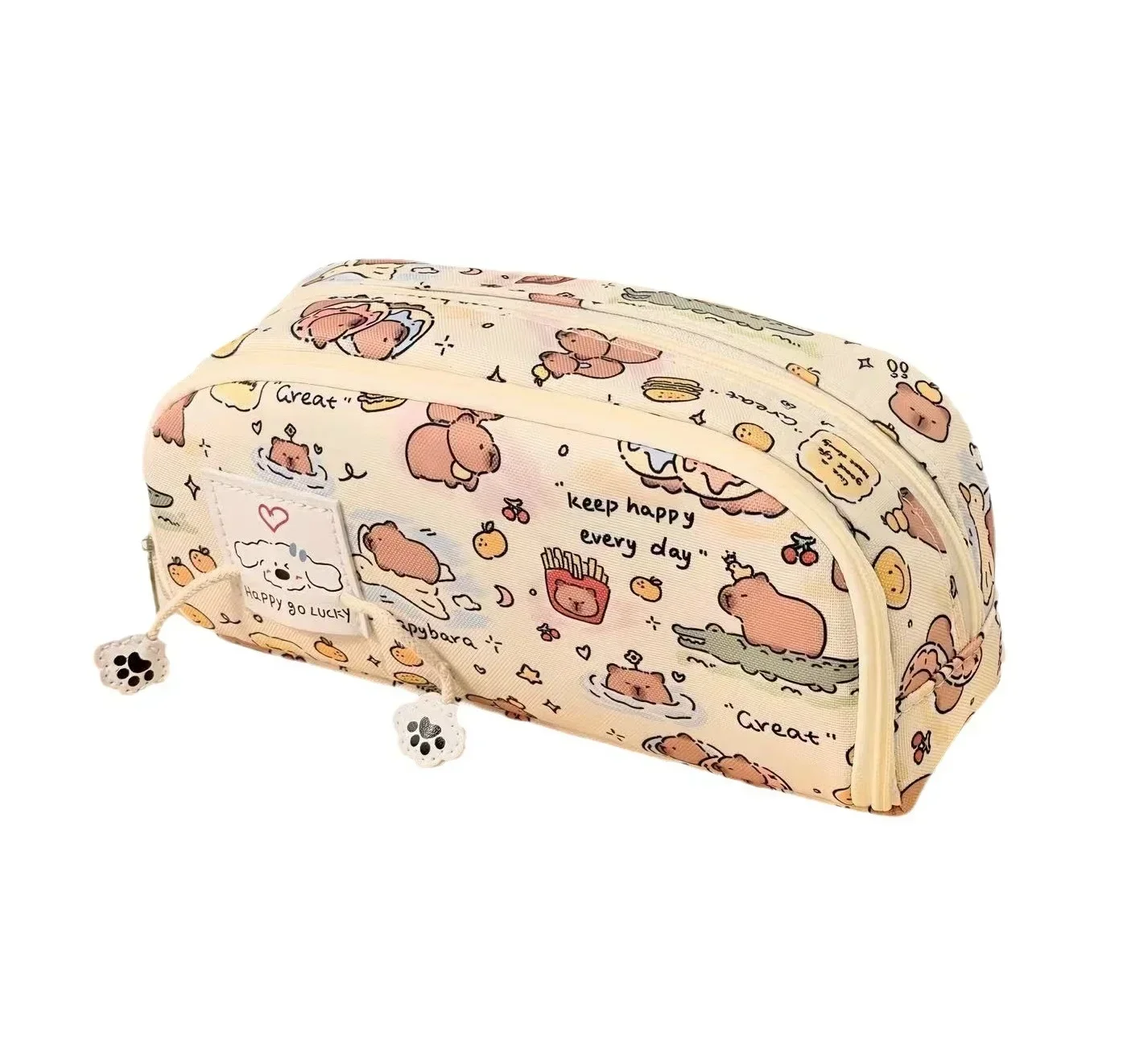 

INS Capybara Large Pen Case Cute Cartoon Capybara Line Dog Pattern Pencil Bag Stationery Organizer Storage Bag Office Supplies