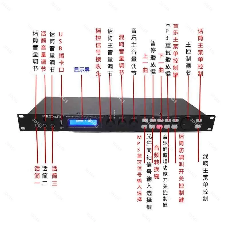 New X5 Preamp Effects Processor - Professional Bluetooth Digital Karaoke Tv Microphone Preamp with Reverb and Feedback