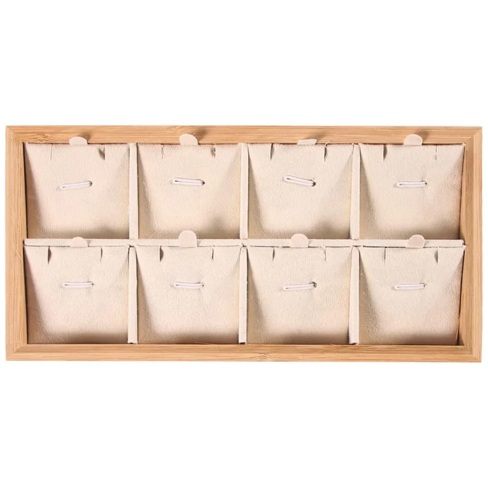 

Wooden Necklace Earring Holder Jewelry Storage ganizer Beige Retro Case Desktop Display Earring Holder ganizer Baby Small