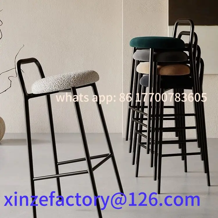 

Customizable Metal Craft Bar Chair Front Desk High Stool Home Island Dining Chair