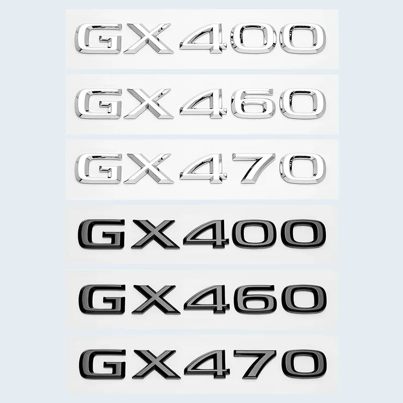 

3D Chrome Glossy Black ABS Letters Number GX400 GX460 GX470 Emblem For Lexus Car Trunk Logo Badge Sticker