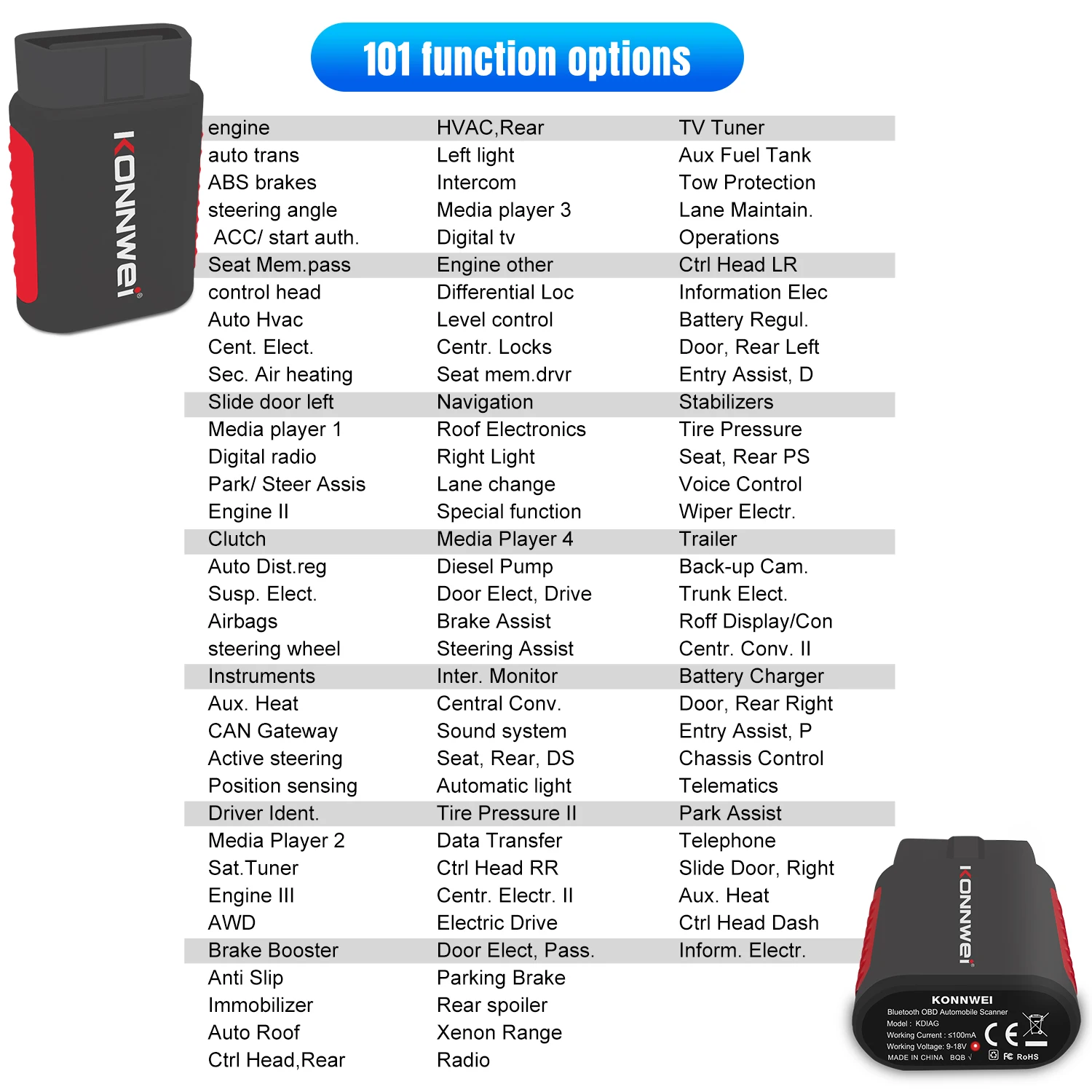 المبيعات الساخنة KONNWEI KDIAG المهنية obd2 ماسح ضوئي تشخيصي السيارات الماسح الضوئي لأداة تشخيص السيارات دعم لنظام أندرويد IOS