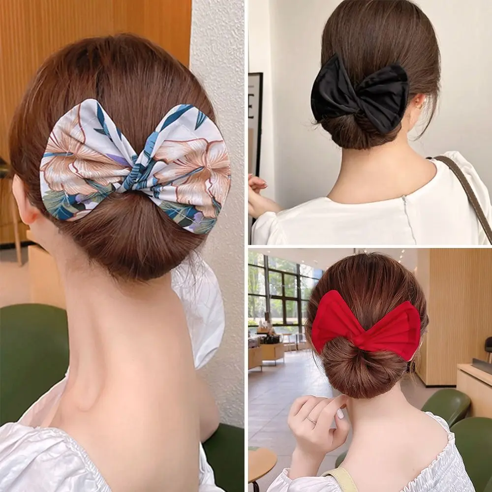 3 Stück mehrfarbige Brötchen drucken Stirnband Haarnadel für Frauen Mädchen DIY Stoff Haar Kreis Brötchen Maker Pferdes chwanz Halter Stirnband Locken wickler