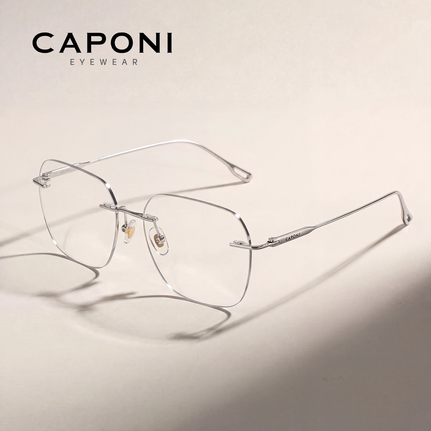 CAPONI Men Glasses Frame Ultra Light Titanium Designer Anti Blue Light Computer Glasses Photochromic UV400 Frame Glasses J23074