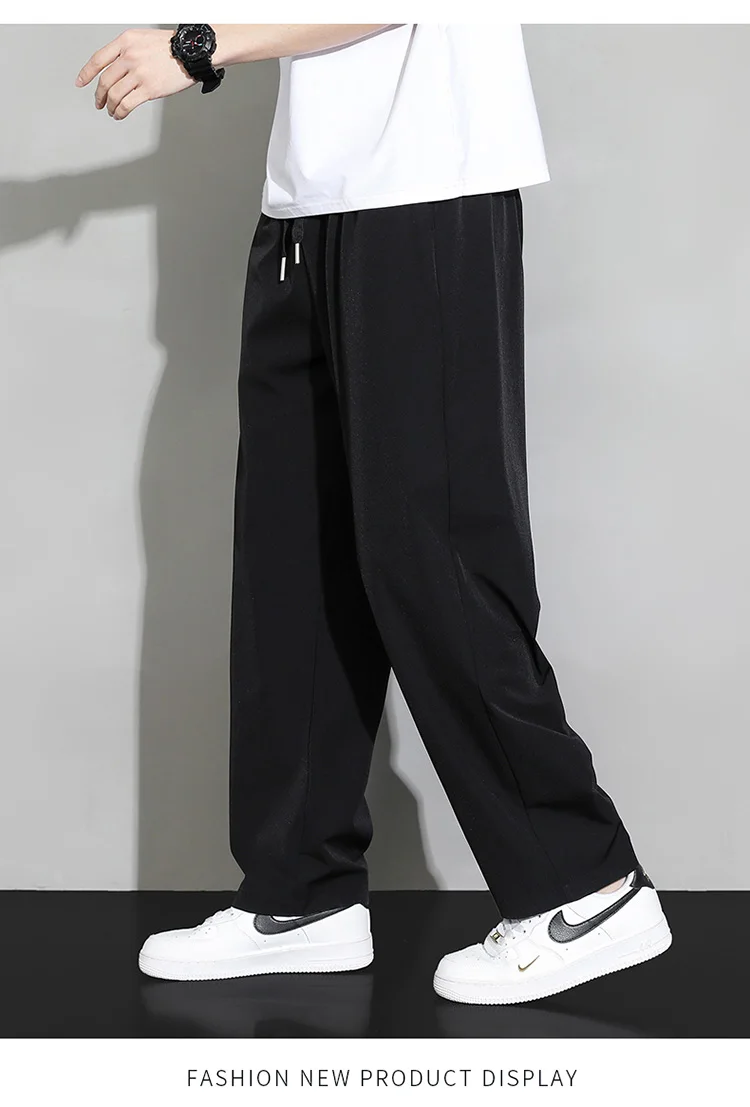 

2024 loose sports simple casual long pants for men spring and autumn new straight leg all-match boys nine-minute pants