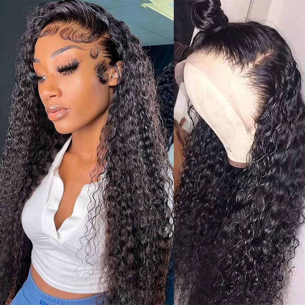 Water Wave 13X4 Transparant Lace Front Pruik Brazilian Curly 13X6 Lace Frontale Human Hair Pruiken Voor Vrouwen Pre Geplukt Nat En Golvend