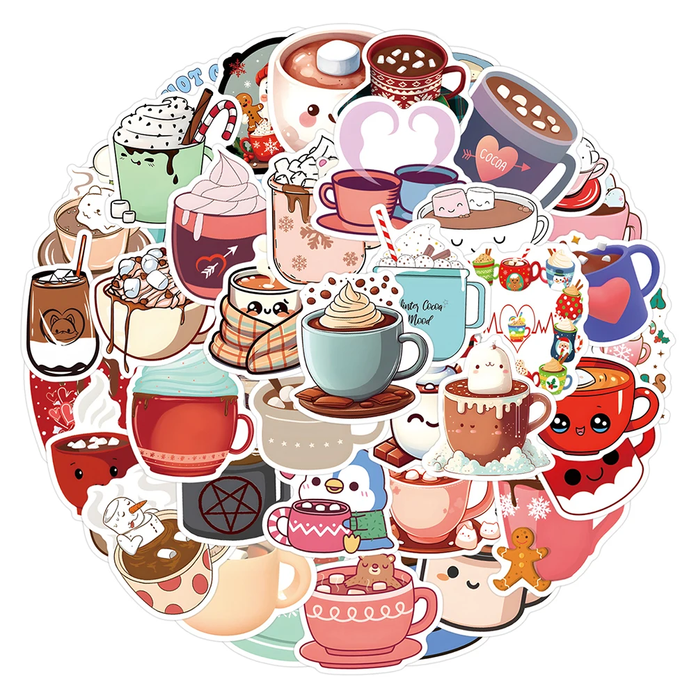 

10/30/55PCS INS Style Hot Cocoa Meme Stickers Cartoon Graffiti Laptop Luggage Fridge Waterproof Aesthetic Decoration Sticker Toy