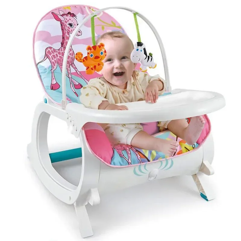 3-in-1 Multifunctional Baby Rocking Chair – Infant Swing, Bouncer Recliner, Dining Table Seat with Music for 0-6 Years Old