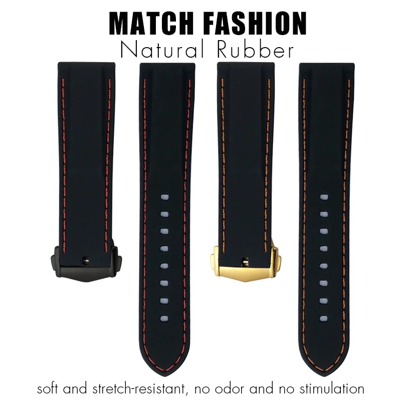 Natural Rubber Silicone Soft 21mm 22mm 20mm 19mm Watchband Watch Strap for Seiko Omega MIDO Certina Hamilton Colorful Wristband