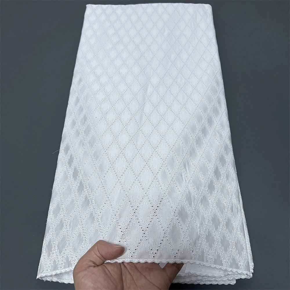 

New African Lace Fabric Nigerian Tulle Embroidered Bridal Gown Material Soft Cotton Damask for Wedding Party Dresses 5Yards,2025