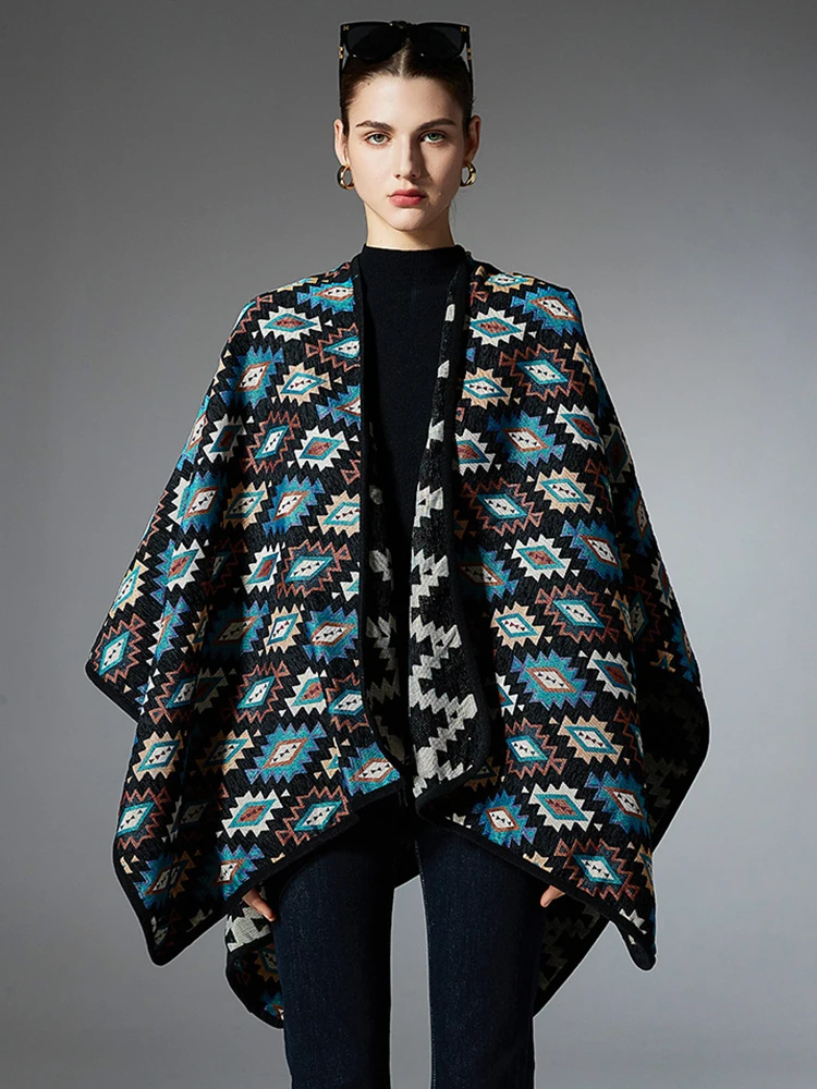 

Autumn Winter Scarf Women Lady Layers Poncho Elegant Double Sided Plaid Shawl Scarve Capa Para Mujer Boho Fashion Party Casual
