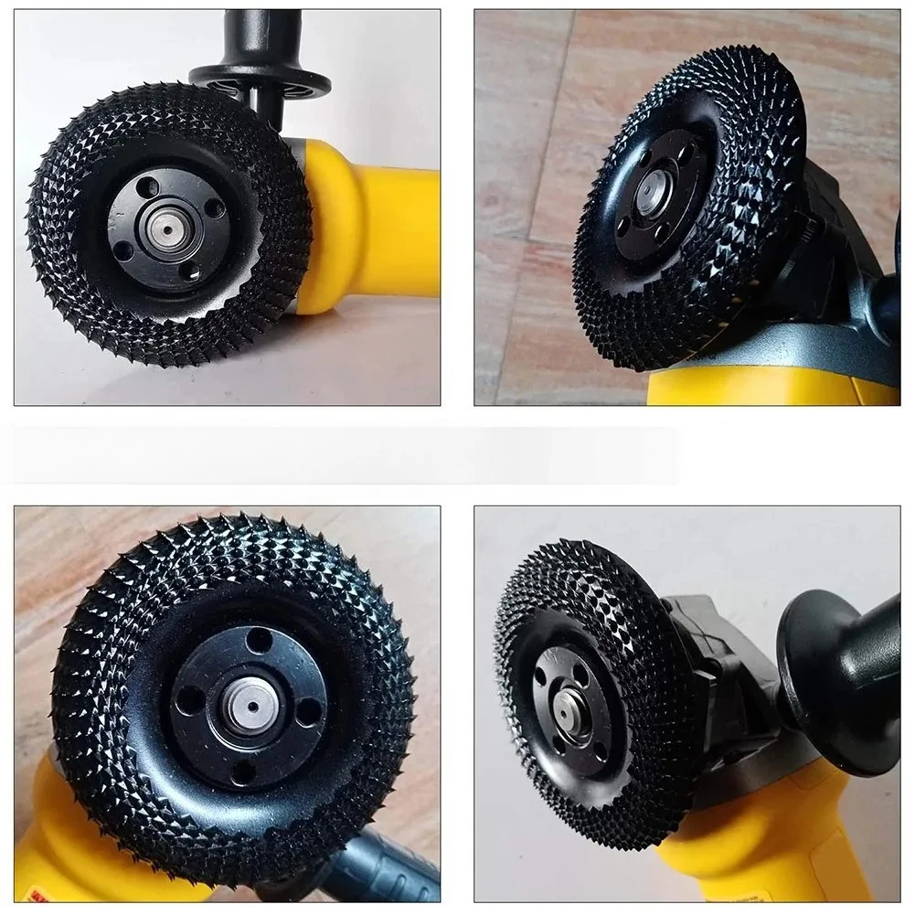 4インチ木工グラインダーホイールディスク、丸型木材研削成形ディスク、アングルグラインダー用、超硬コーティング、22mmサンディングカービングロータリーツール