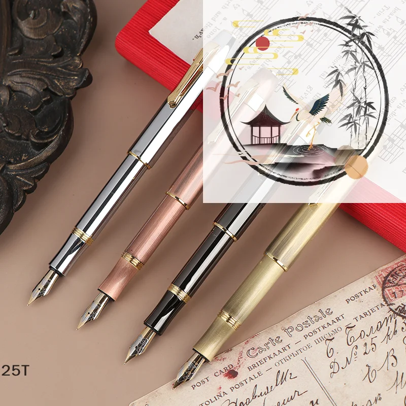 3062 Unique Antique Brass Pocket Roller Ball Pen Short Portable Ball Pens Gift Office School Stationery Writing Fluent