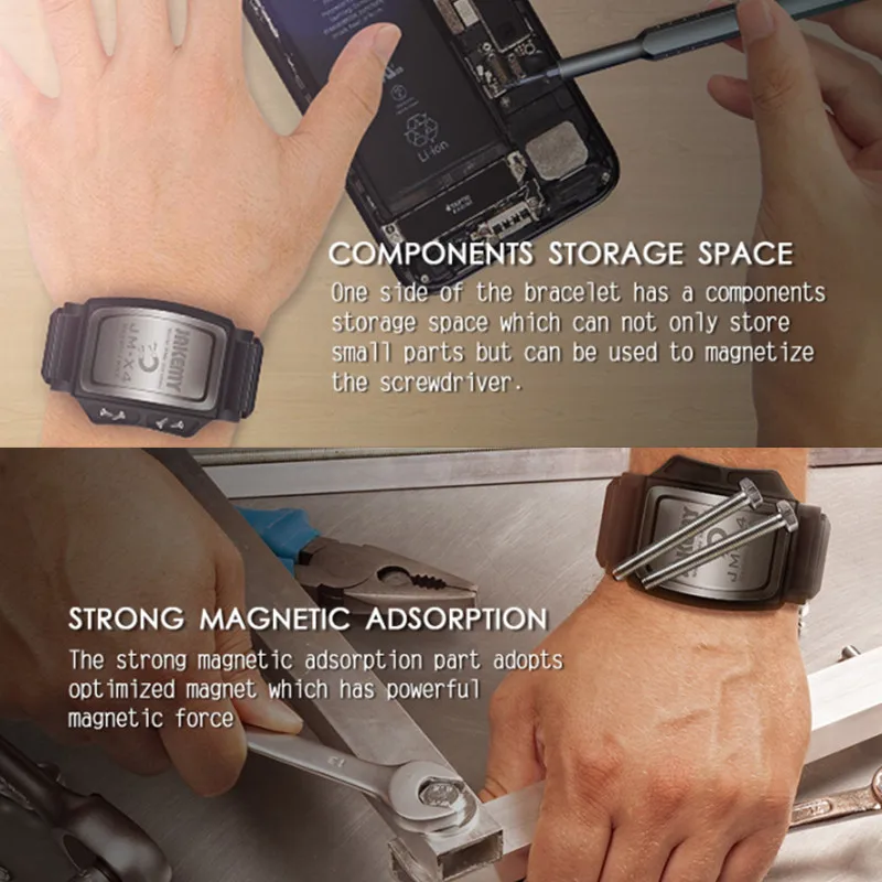 JAKEMY JM-X4 Components Adsorption Bracelet for Mobile Phone Repair Screws Nuts Nails Strong Magnetic Adsorption Holder