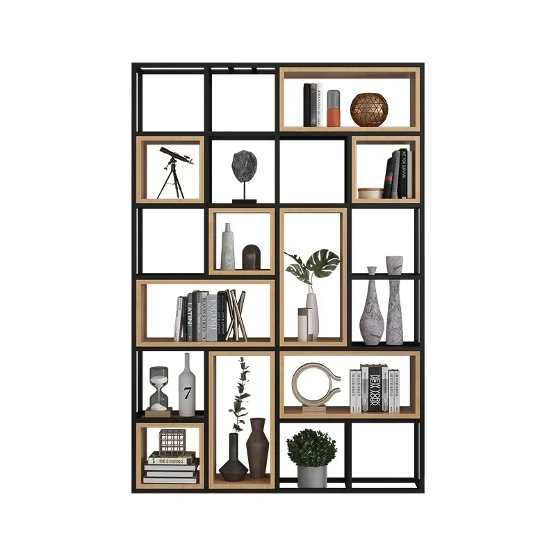 American Industrial Office Iron Partition Shelf Floor Loft Restaurant Decorated Living Room Bookshelf Estanteria Furniture WKBS