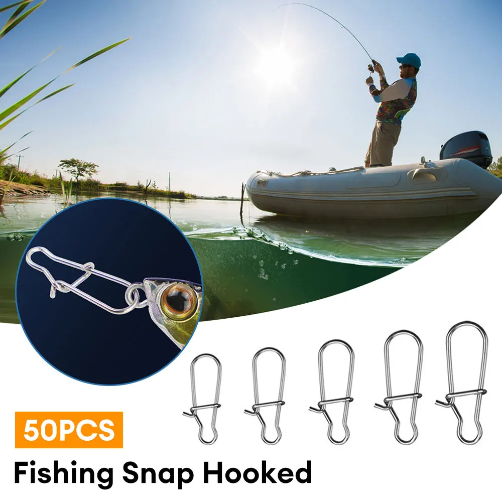 

50Pcs Stainless Steel Fishing Snap Hooked Pin Fastlock Clip Accessories Tackle for Swivel Lure Hook Quick Change Fishing Clips