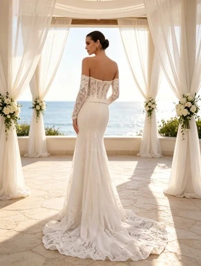Customized Timeless Delicate Dreamy Chic Exquisite Lace Mermaid Floor Length Strapless Beaded Formal Bridal Evening Gown