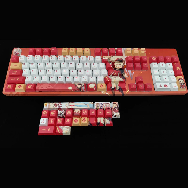 Genshin Impact Klee Keycaps Mechanical Keyboard Decoration Keycaps 128 Keys PBT Anime Keycap Cherry Height Keyboard Caps