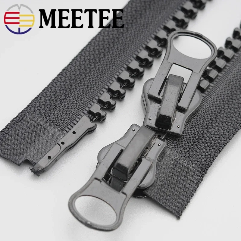 2Pcs Meetee 8# Resin Zipper 60-500cm Double Sliders Open End Zippers Jacket Coat Tent Zip Repair DIY Clothing Sewing Accessories